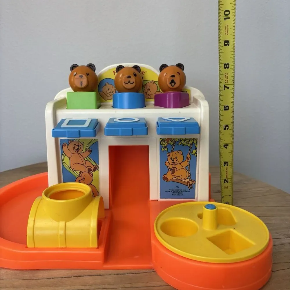 Vtg Fisher Price 1984 Playground 3 Bear Shape Sorter Educational Toy USA Made